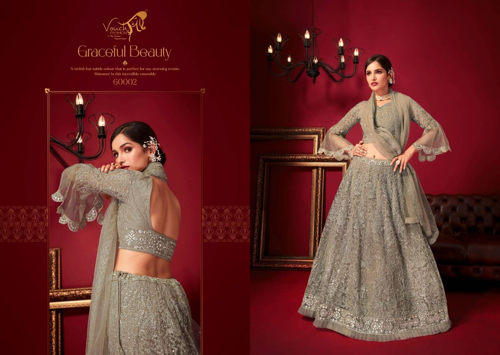 Saniya vol-2 by vouche 60002 To 60004 Series Festive Wear Collection Beautiful Stylish Colorful Fancy Party Wear & Occasional Wear Chinnon/Georgette Lehengas At Wholesale Price